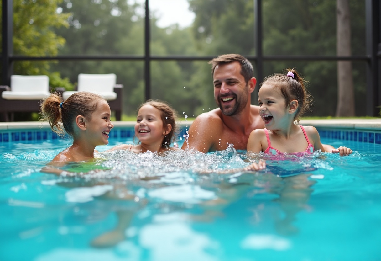 A family enjoying their Apex Pool Specialists pool